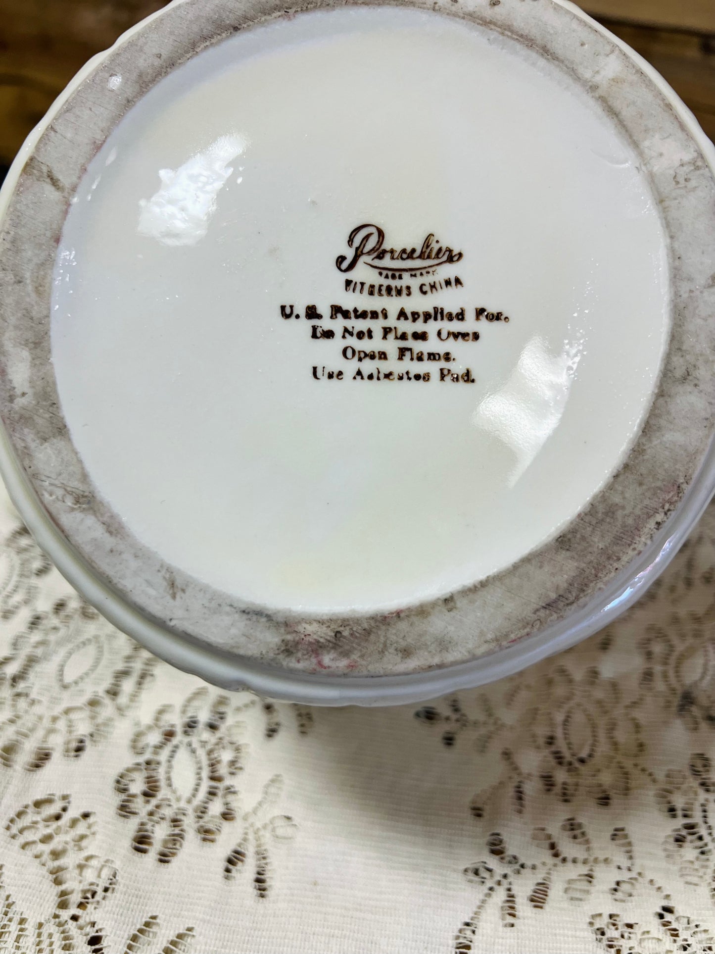 Vintage Porcelier Cobblestone China Teapot with Girl & Flowers