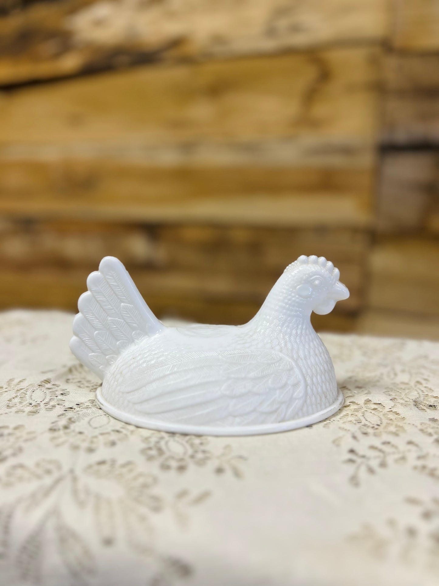 Vintage Hen On Nest Milk Glass Candy Dish Lid - Lid ONLY