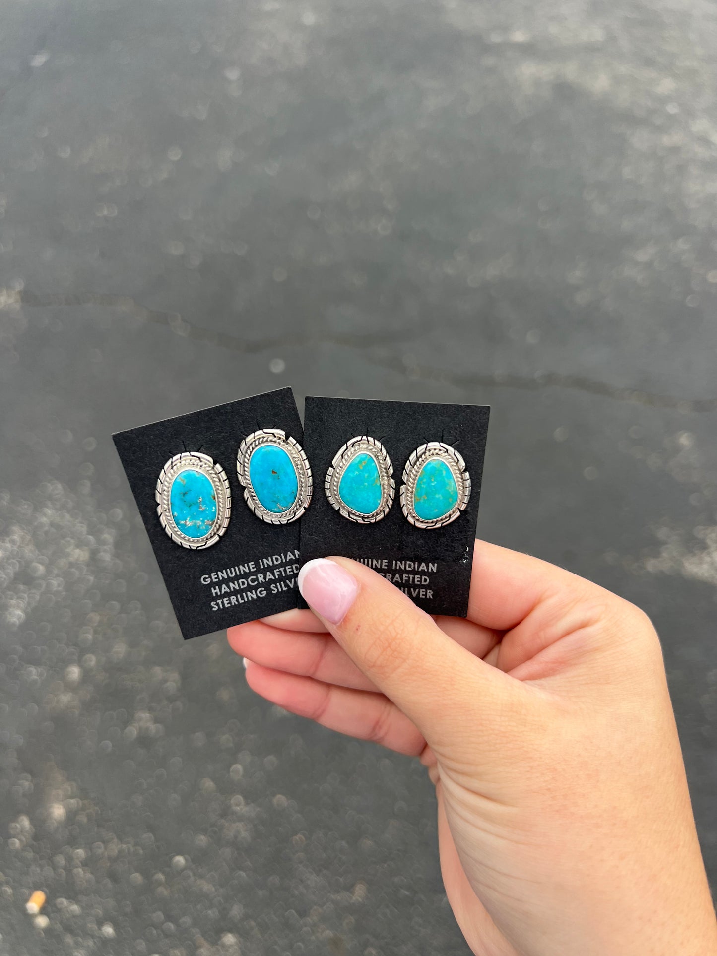 The Callie Genuine Kingman Turquoise Sterling Silver Studs