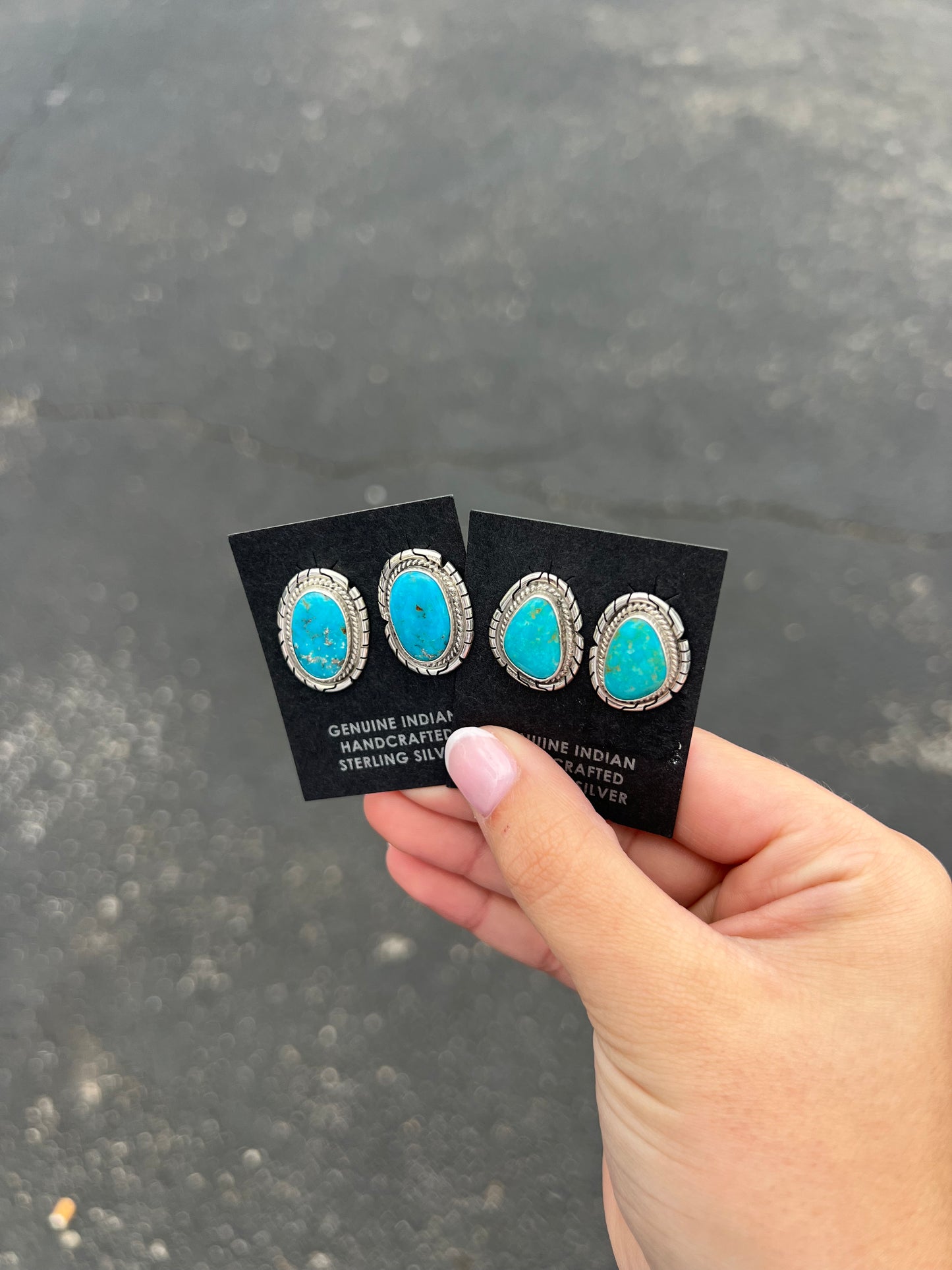 The Callie Genuine Kingman Turquoise Sterling Silver Studs