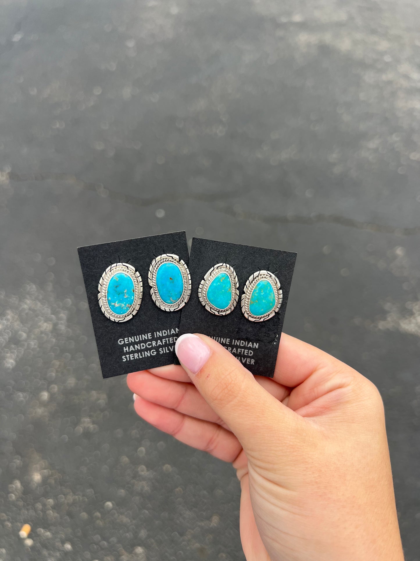 The Callie Genuine Kingman Turquoise Sterling Silver Studs