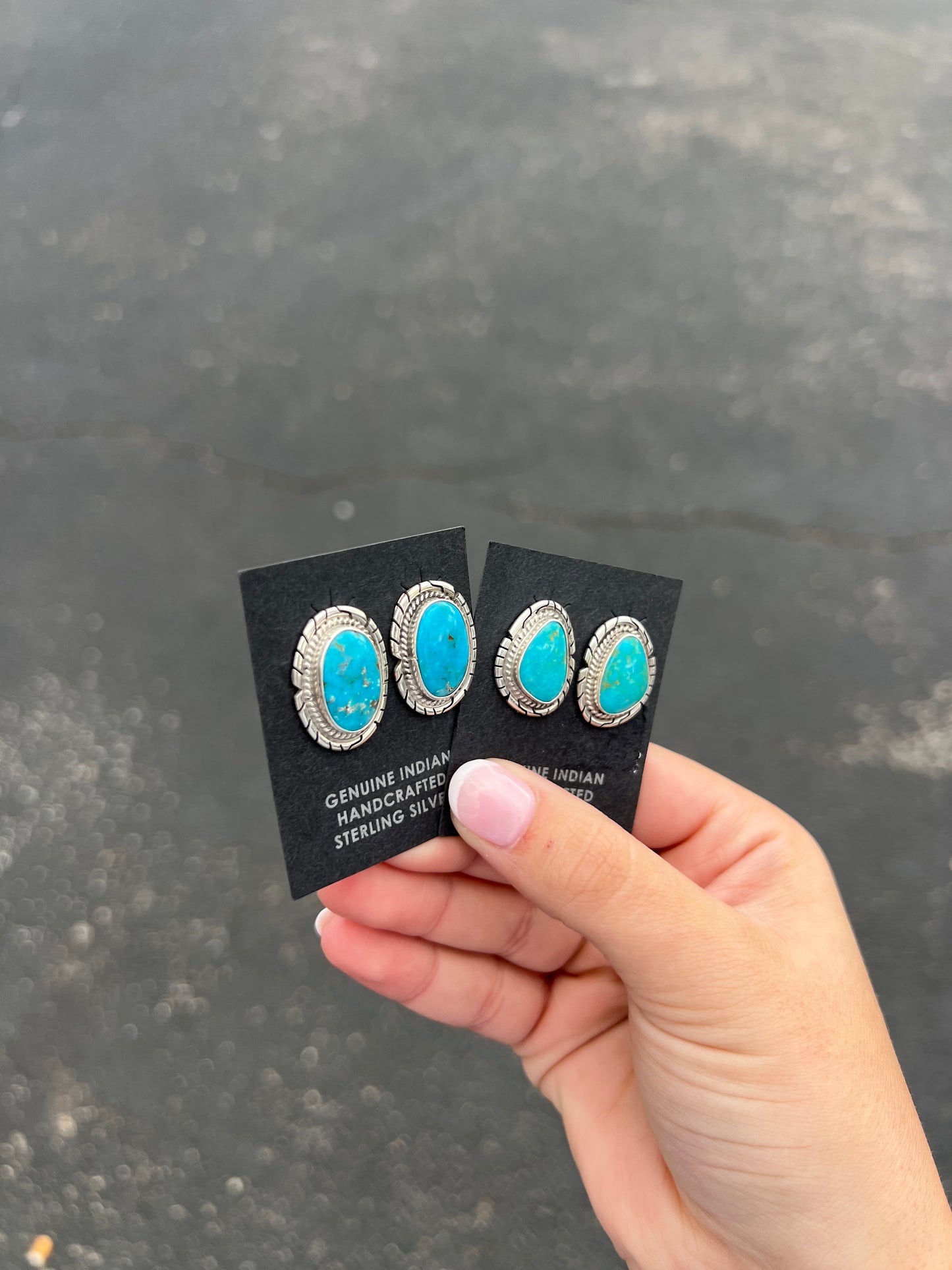 The Callie Genuine Kingman Turquoise Sterling Silver Studs