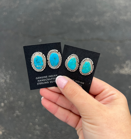 The Callie Genuine Kingman Turquoise Sterling Silver Studs