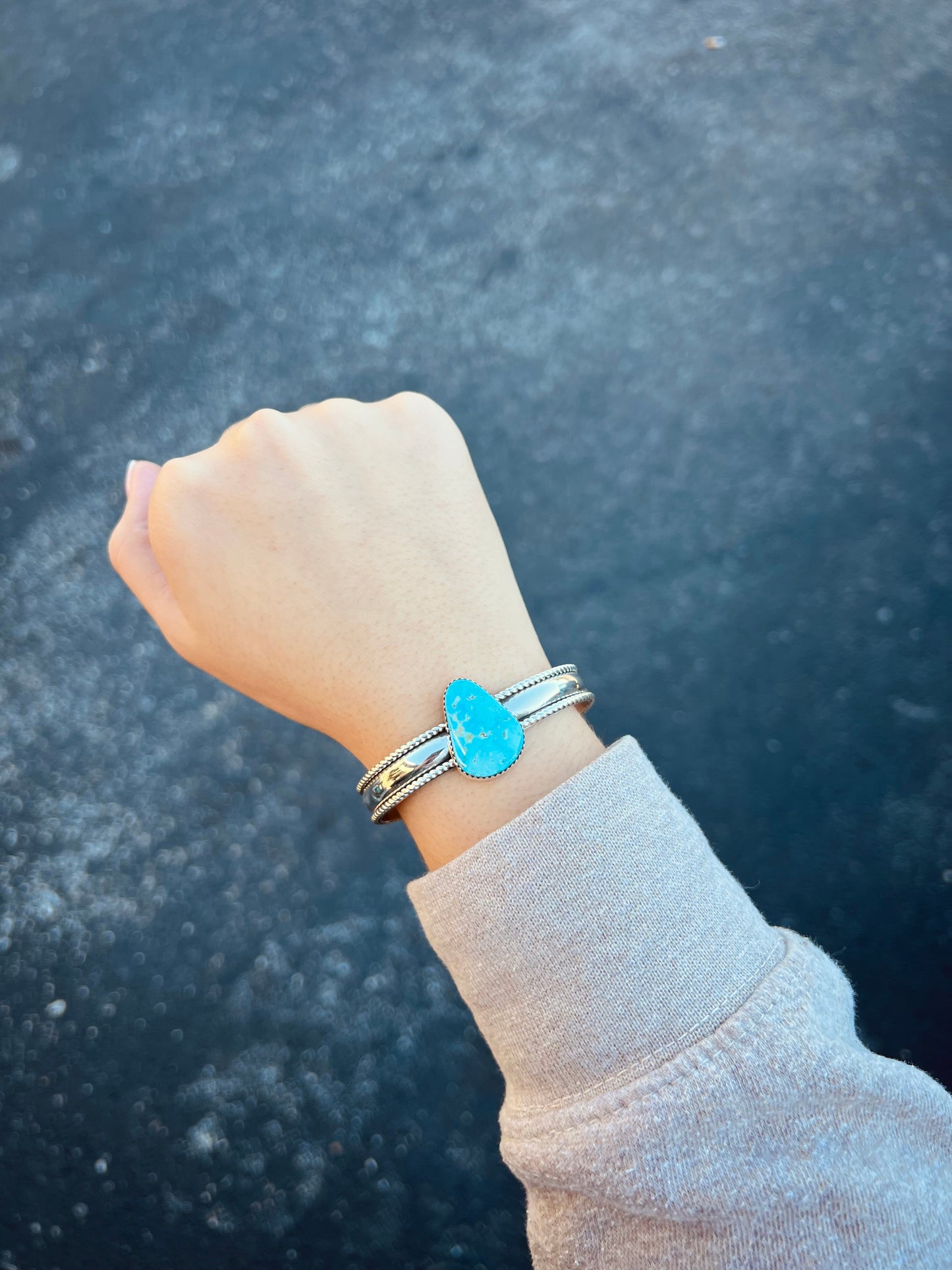 The Keegan Kingman Turquoise Teardrop Sterling Silver Cuff Bracelet