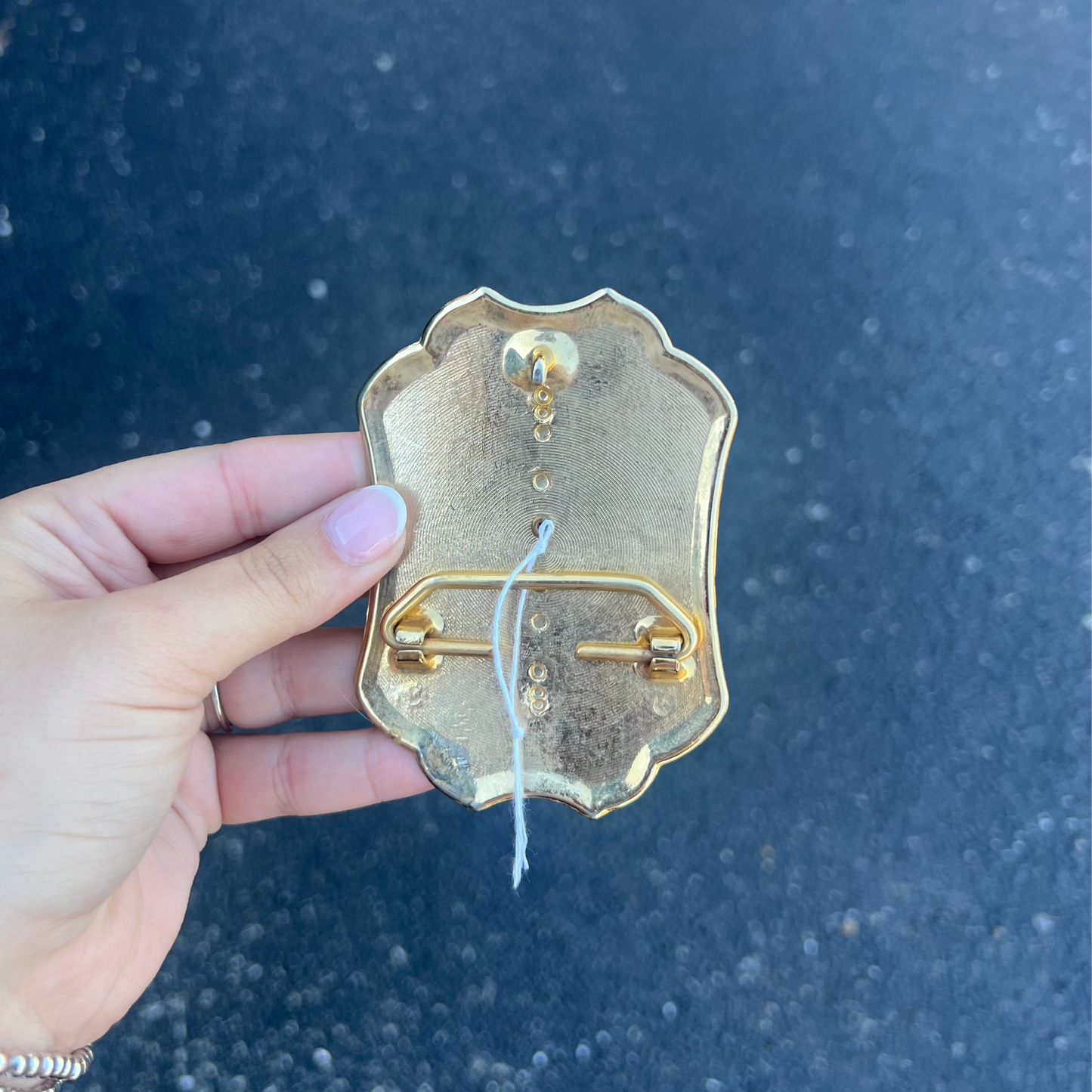 Gold Belt Buckle with Oval Agate Center Stone