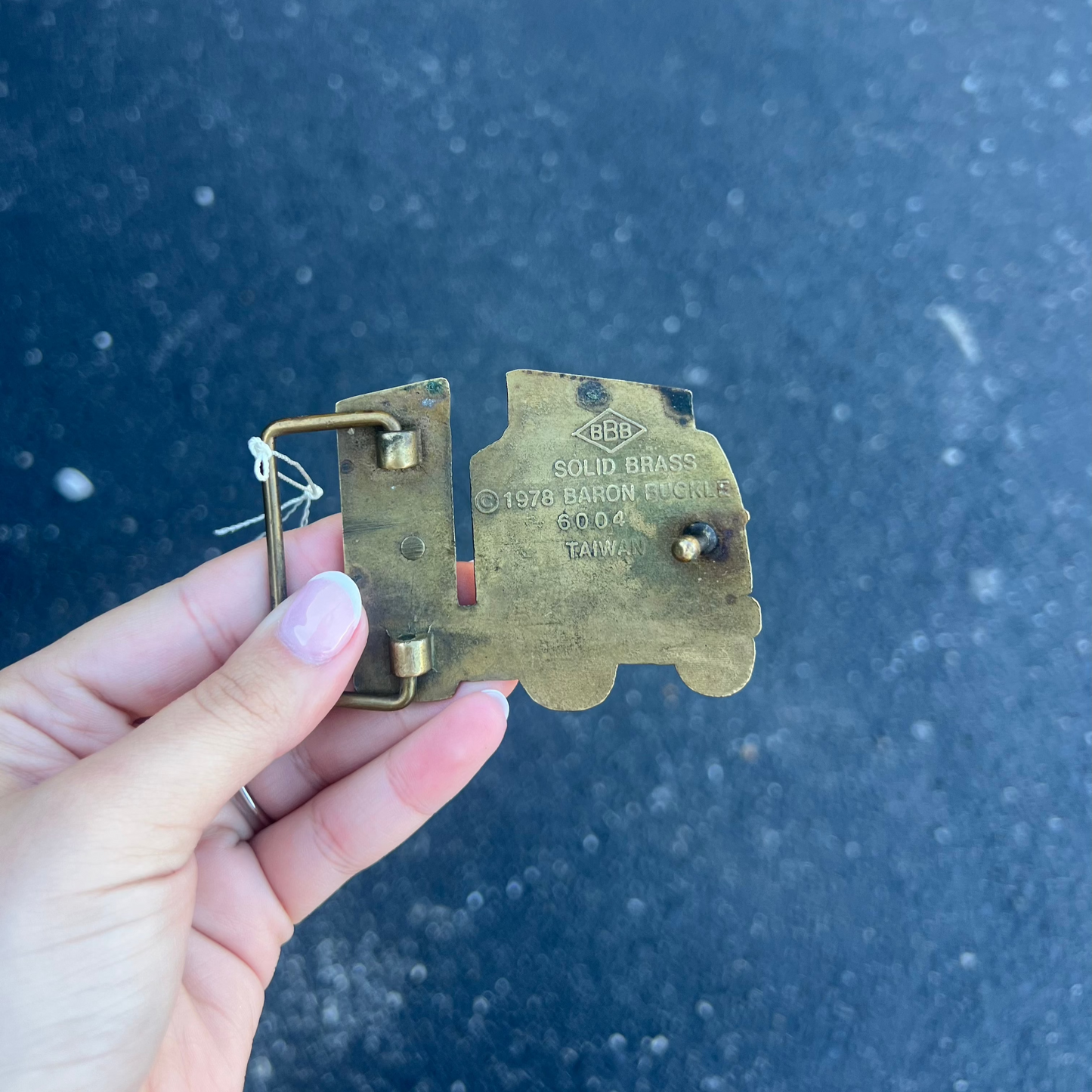 Vintage Baron Cab Over Semi Belt Buckle 1978 Solid Brass