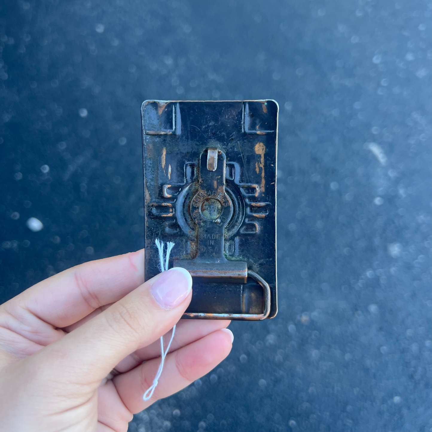 Vintage Chambers Belt Co Aztec Sun God Copper