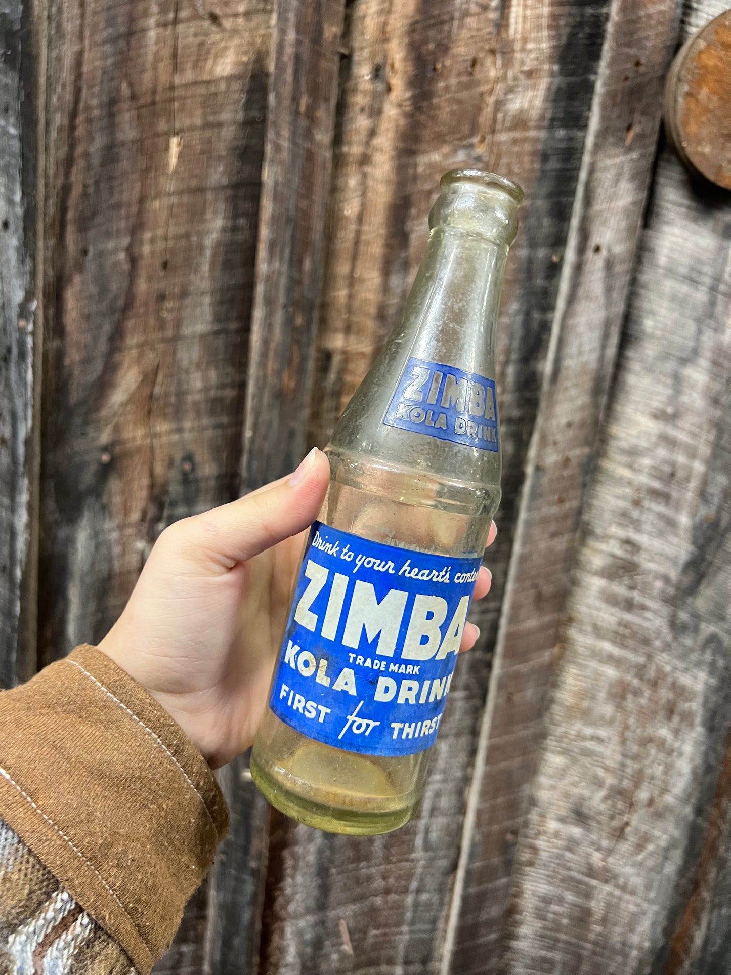 Vintage Zimba Kola Drink First for Thirst 7 oz Knoxville Tn Rare Glass Bottle