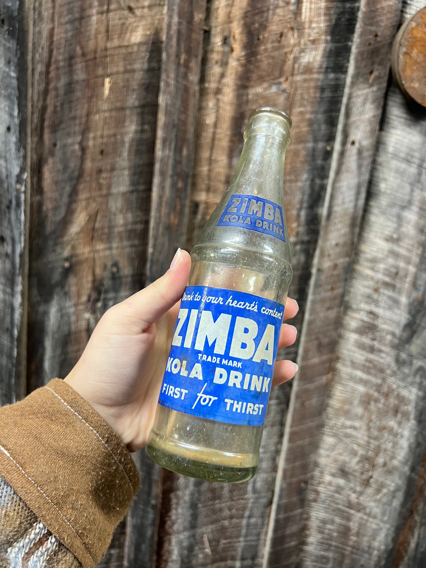 Vintage Zimba Kola Drink First for Thirst 7 oz Knoxville Tn Rare Glass Bottle