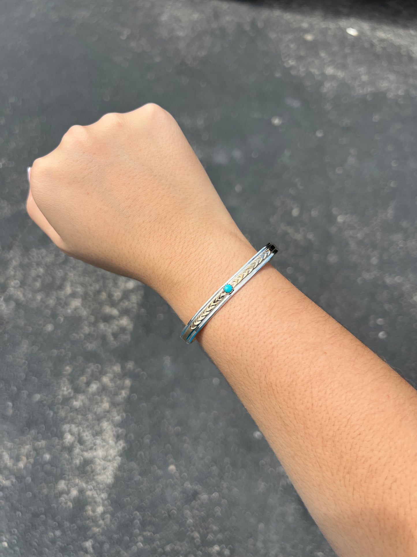 Genuine Turquoise 14KT Gold Filled Sterling Silver Cuff Bracelet