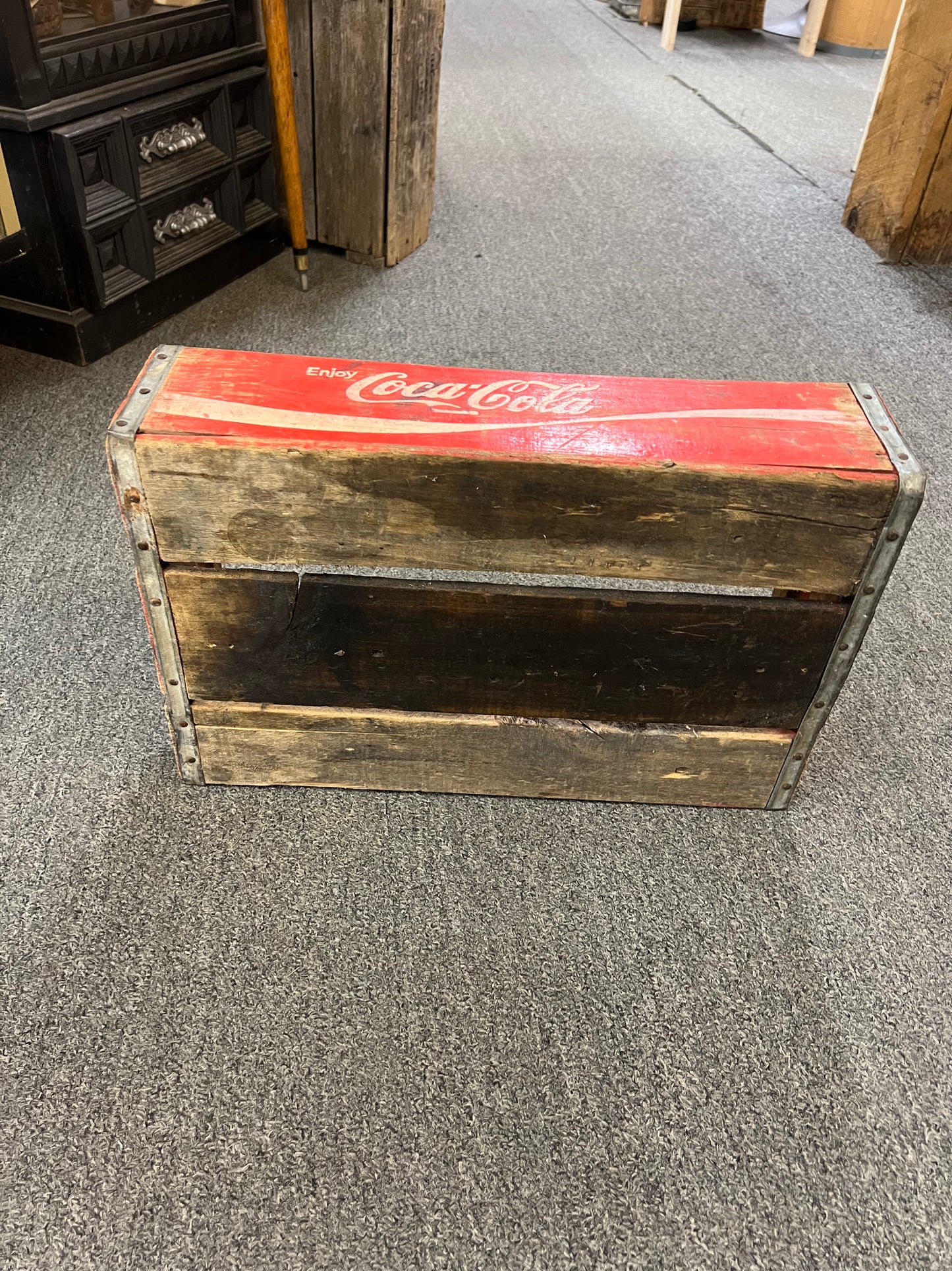 Vintage Coca Cola Crate Red Wood 1976