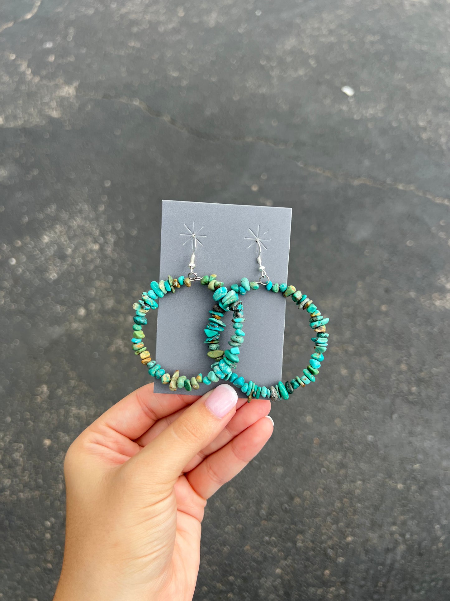 Navajo Turquoise Nuggets Hoop Earrings