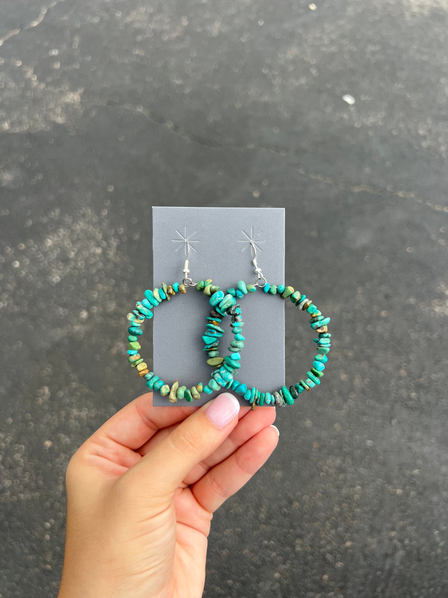 Navajo Turquoise Nuggets Hoop Earrings