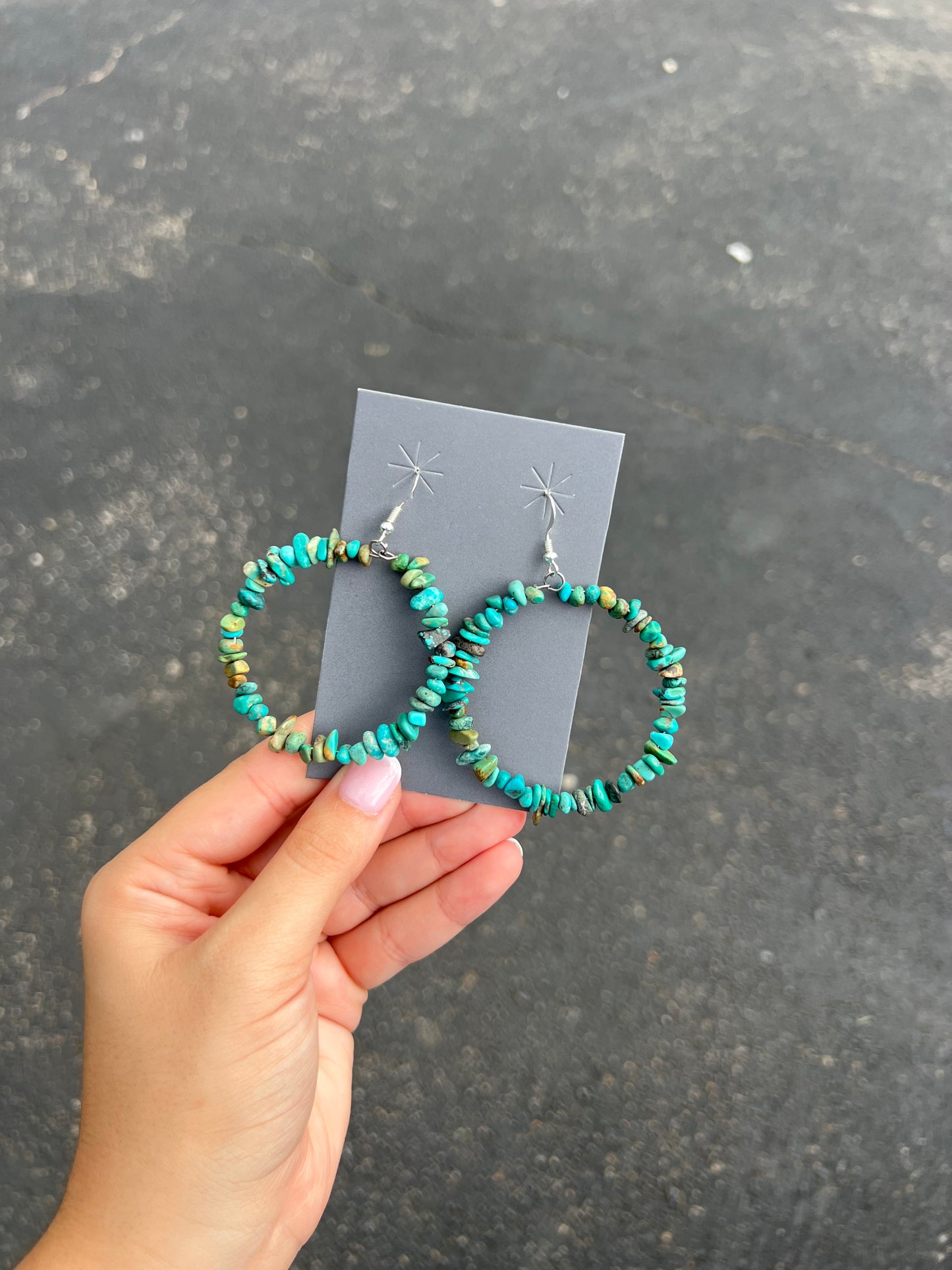 Navajo Turquoise Nuggets Hoop Earrings