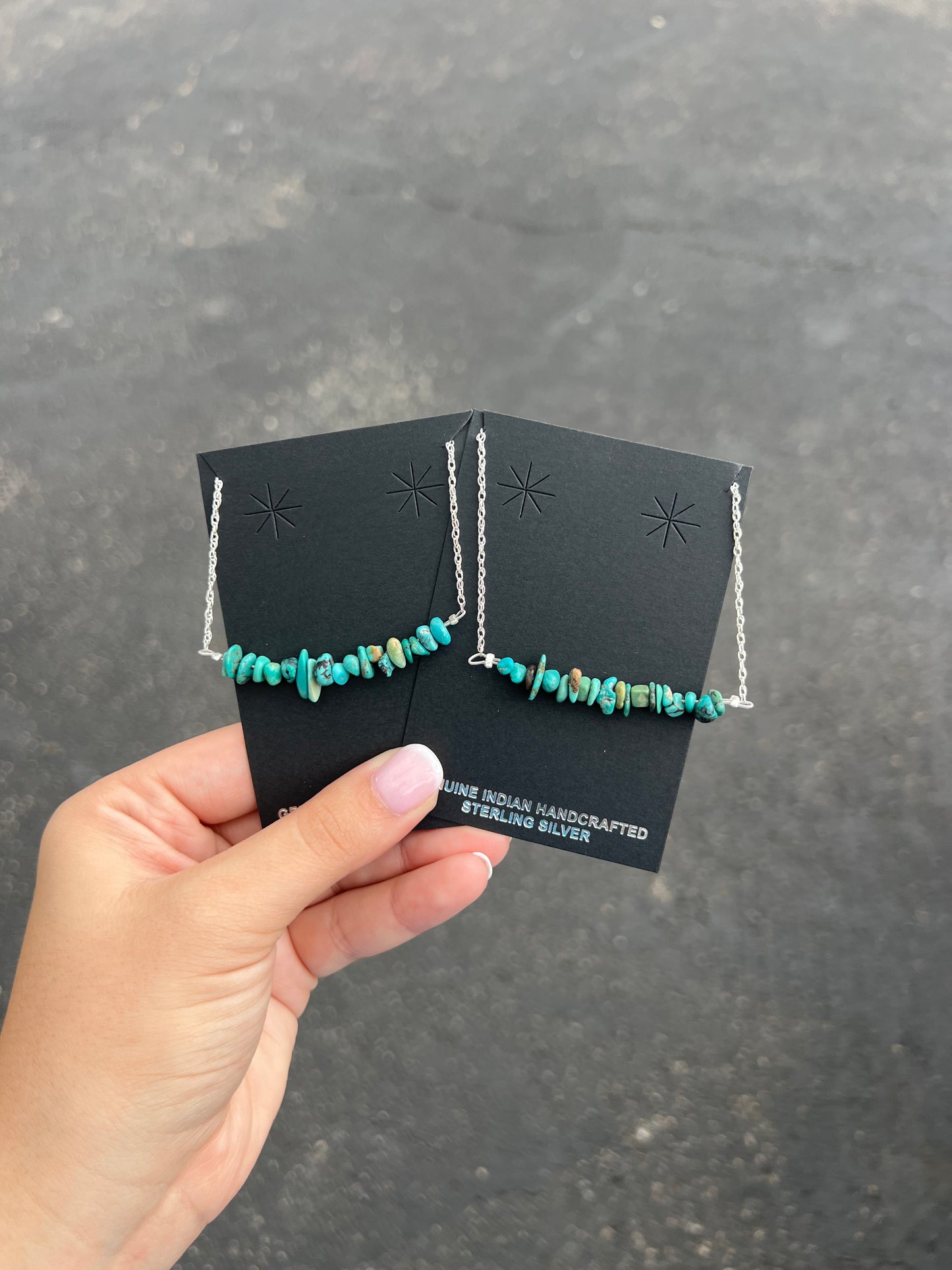 Genuine Turquoise Nugget and Sterling Silver Necklace