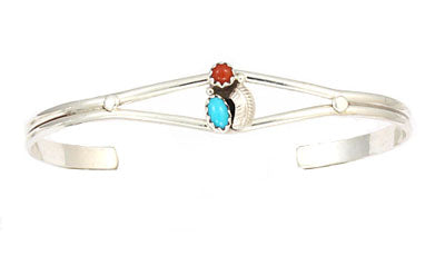 Coral and Turquoise Leaf Bracelet