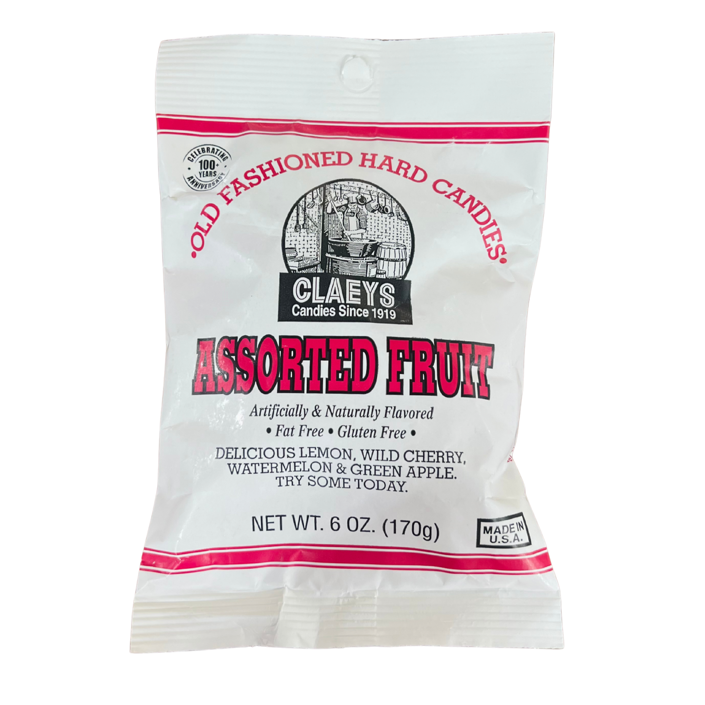 Claeys Old Fashioned Hard Candies Assorted Fruit - Lemon, Wild Cherry, Watermelon, & Green Apple!
