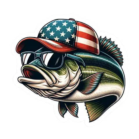 Patriotic Bass Fish Vinyl Sticker
