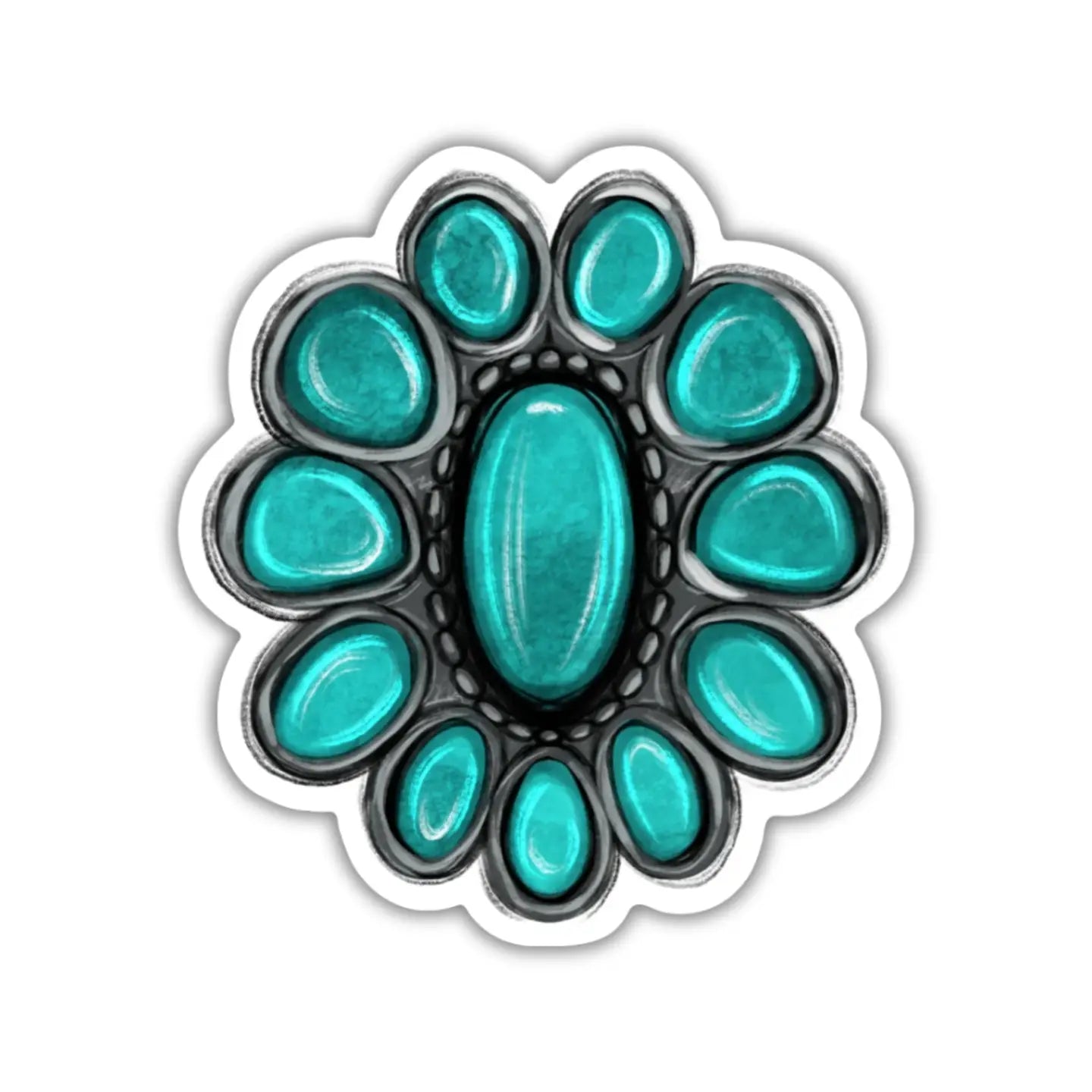 Turquoise Concho Western Cowgirl Sticker
