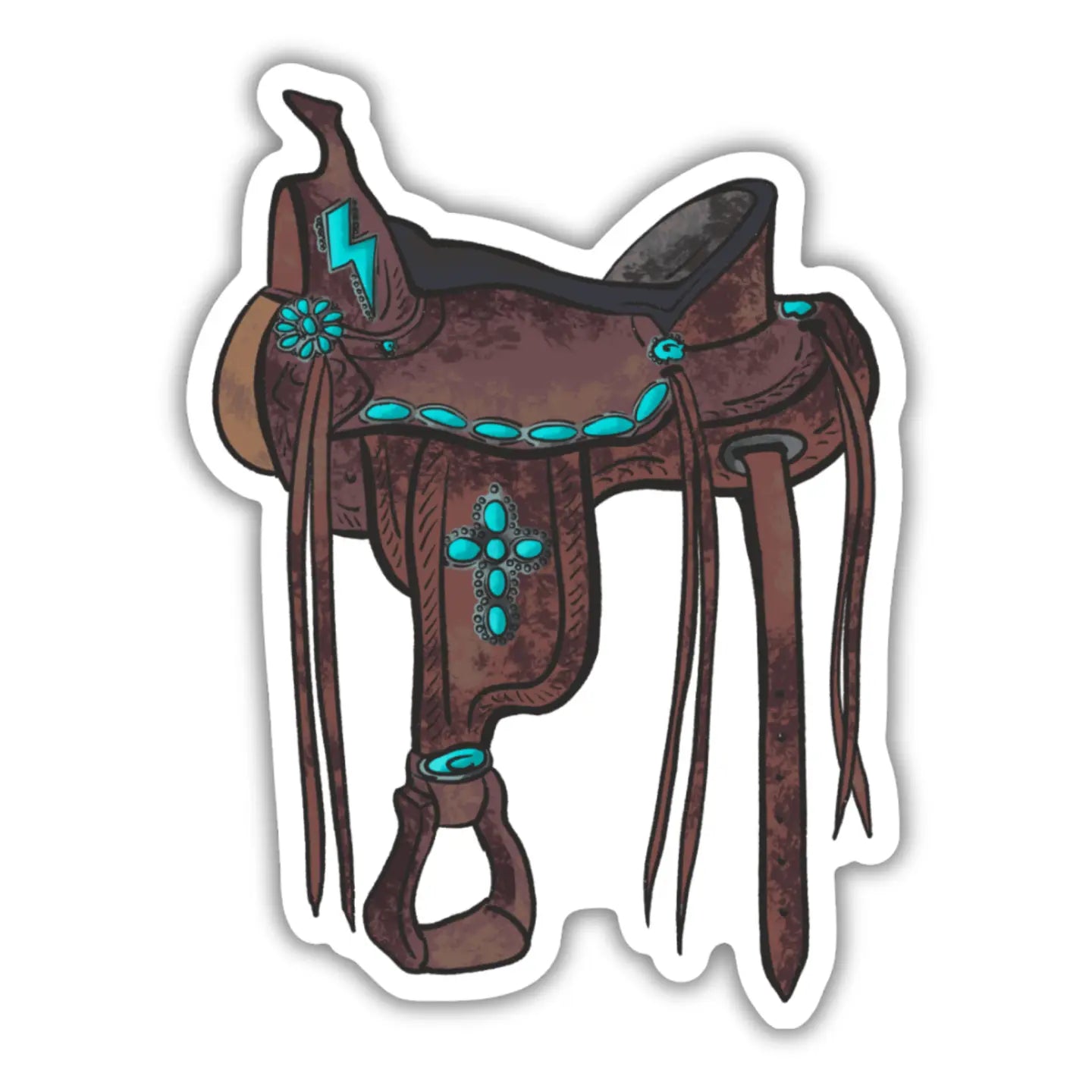 Turquoise Gem Western Saddle Sticker