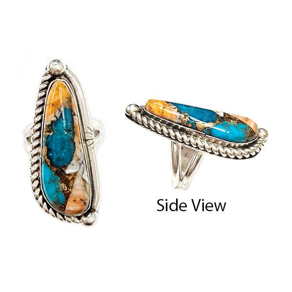 Turquoise and Spiny Oyster Sterling Silver Ring