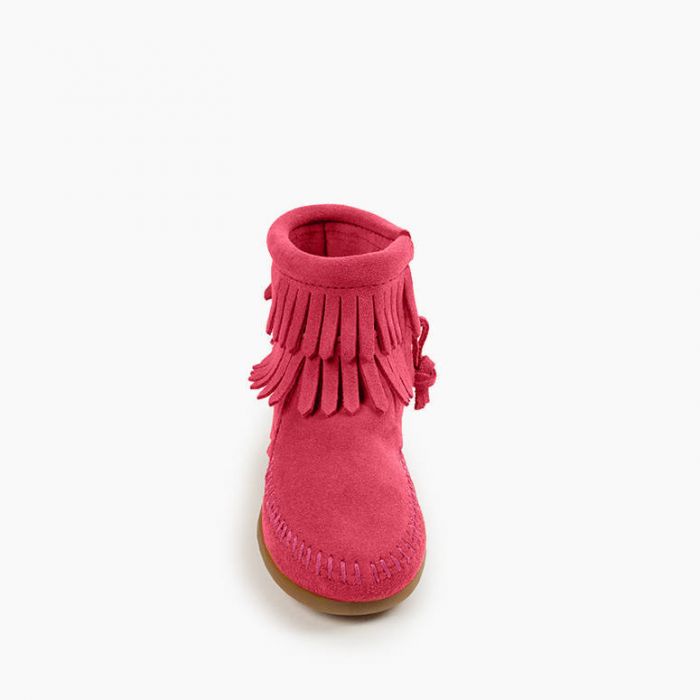Minnetonka Kids' Hot Pink Double Fringe Side Zip Boot
