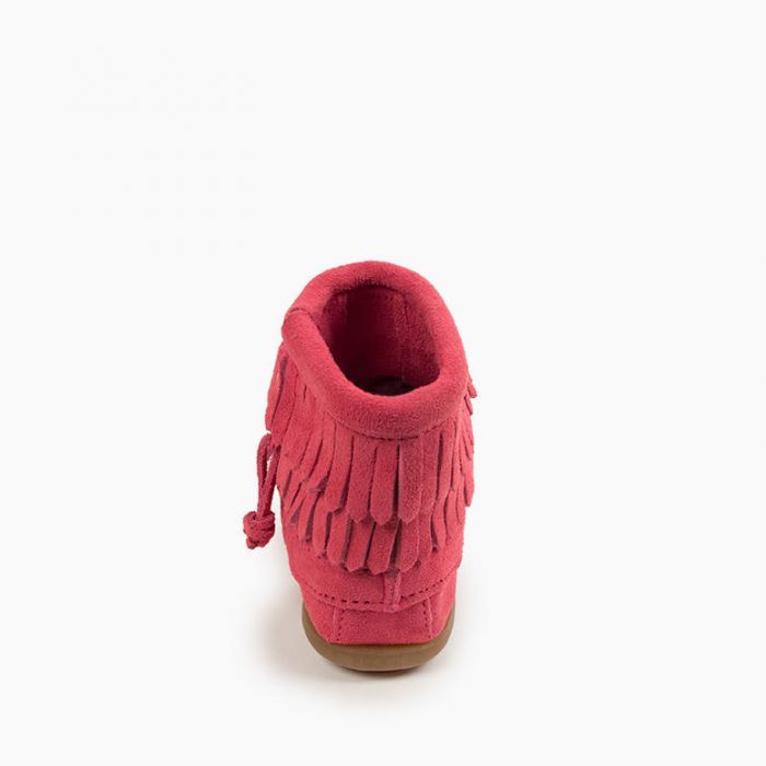 Minnetonka Kids' Hot Pink Double Fringe Side Zip Boot