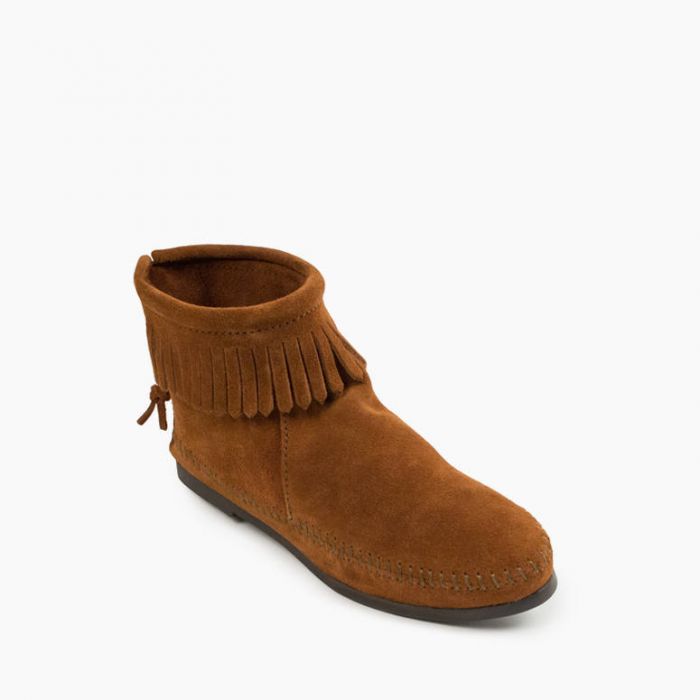 Minnetonka Women's Brown Back Zip Hardsole Boot