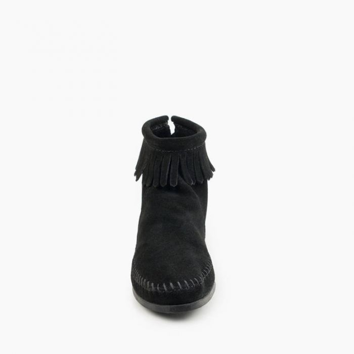 Minnetonka Women's Black Back Zip Hardsole Boot