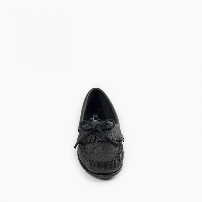 Minnetonka Women's Black Deerskin Kilty Shoe