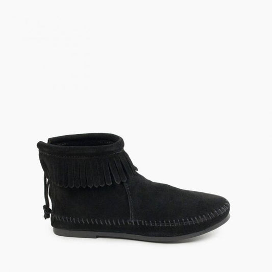 Minnetonka Women's Black Back Zip Hardsole Boot