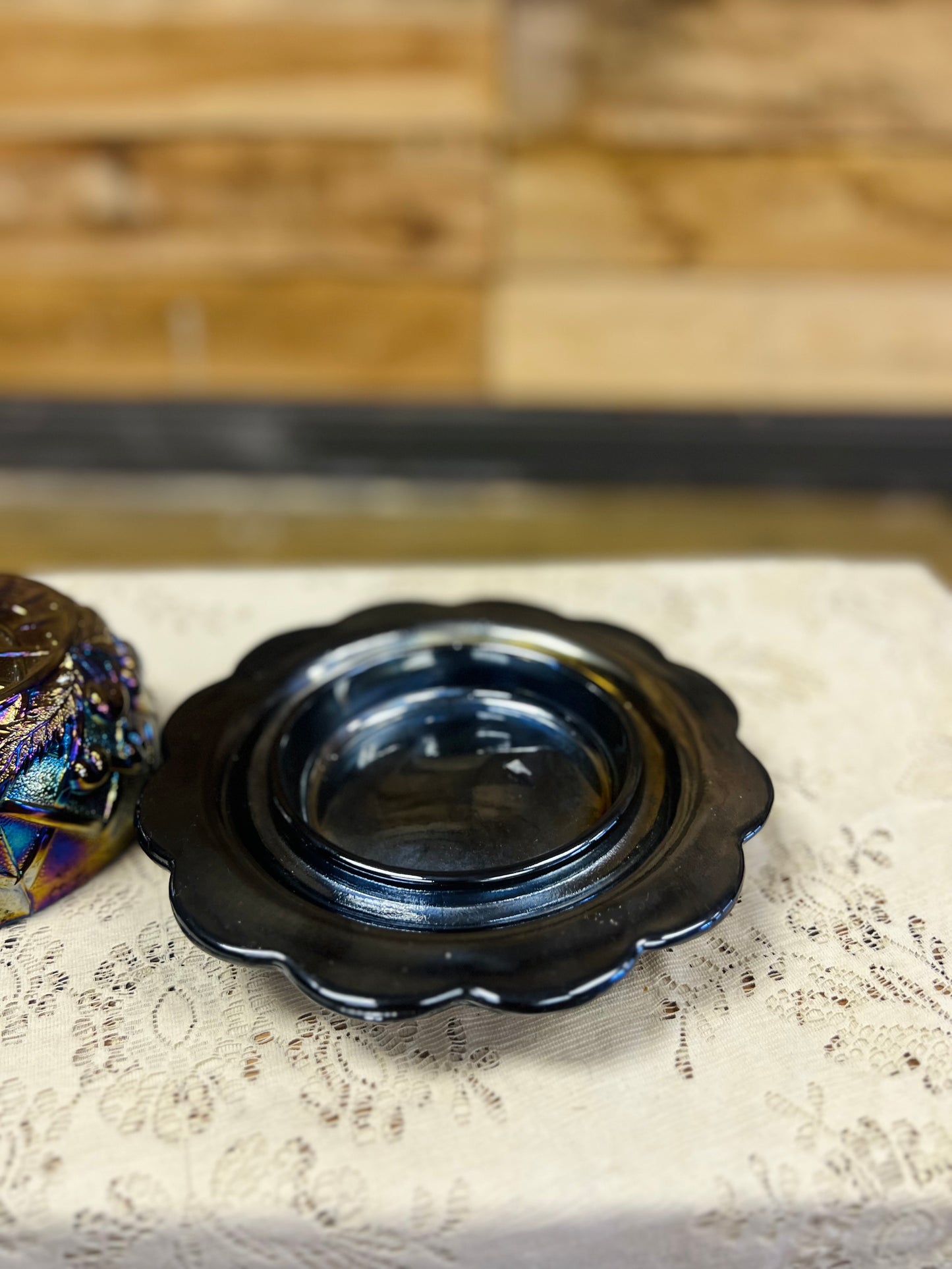 Vintage Mosser Carnvial Glass Covered Butter Dish