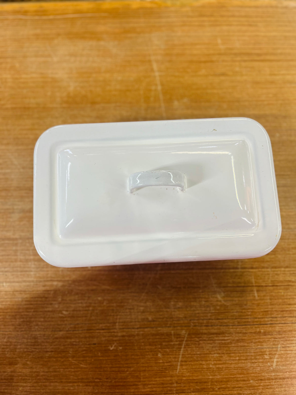 Vintage White Enalmeled Metal Refrigerator Pan