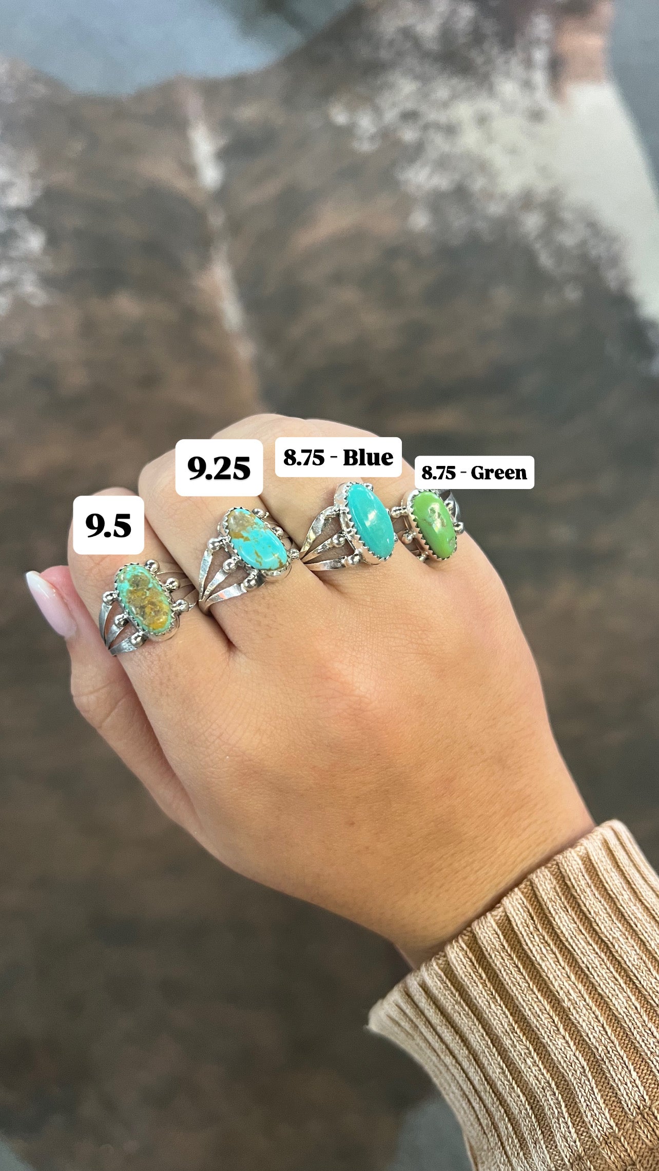 Genuine Turquoise Triple Split Sterling Silver Ring