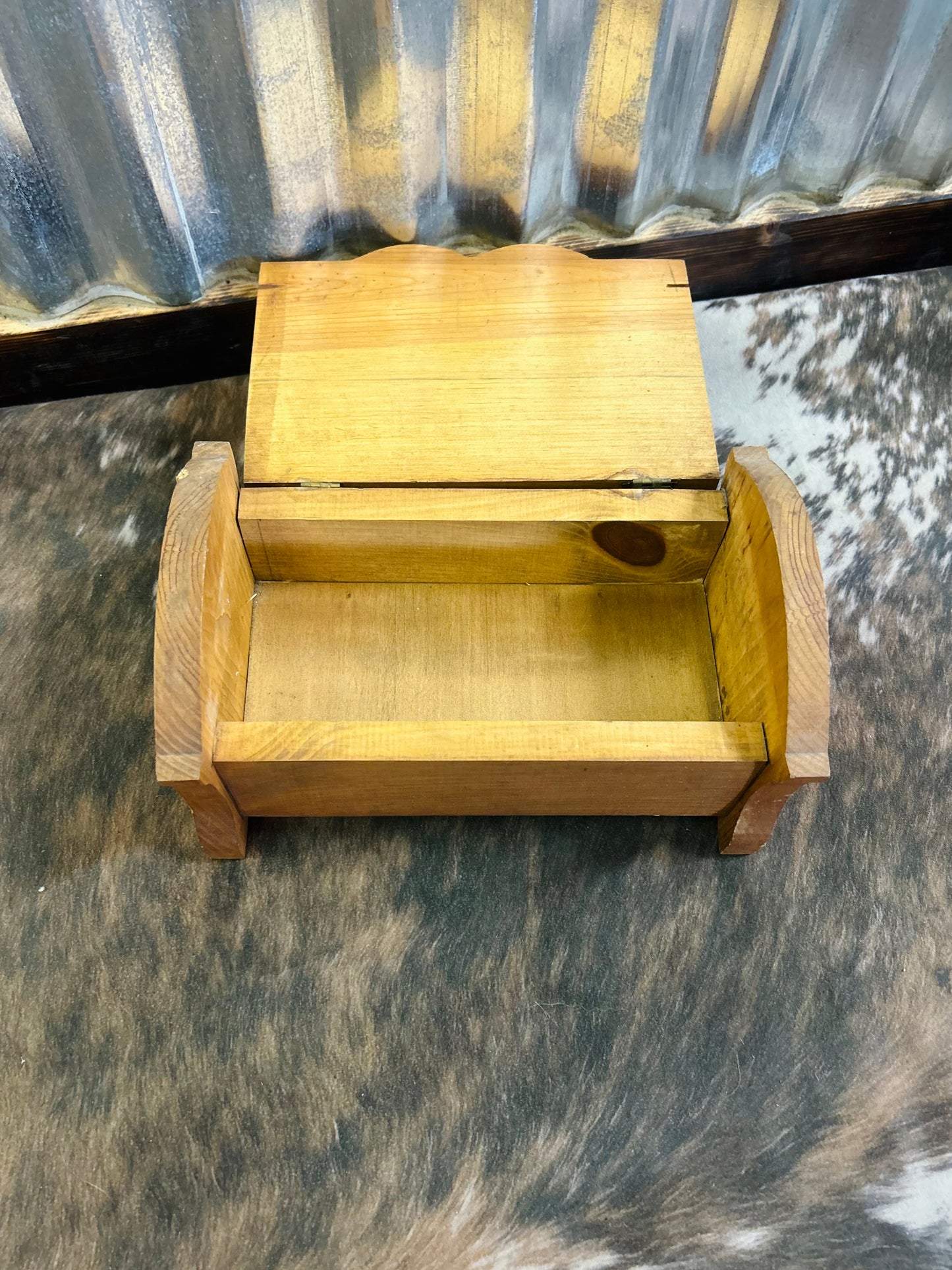 Vintage Wooden Box with Flip Lid