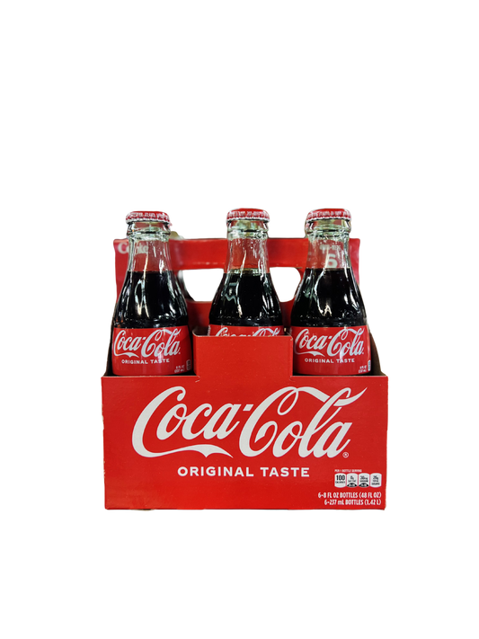 Glass Bottle Coca Cola 8oz - Pack of 6 (cane sugar)