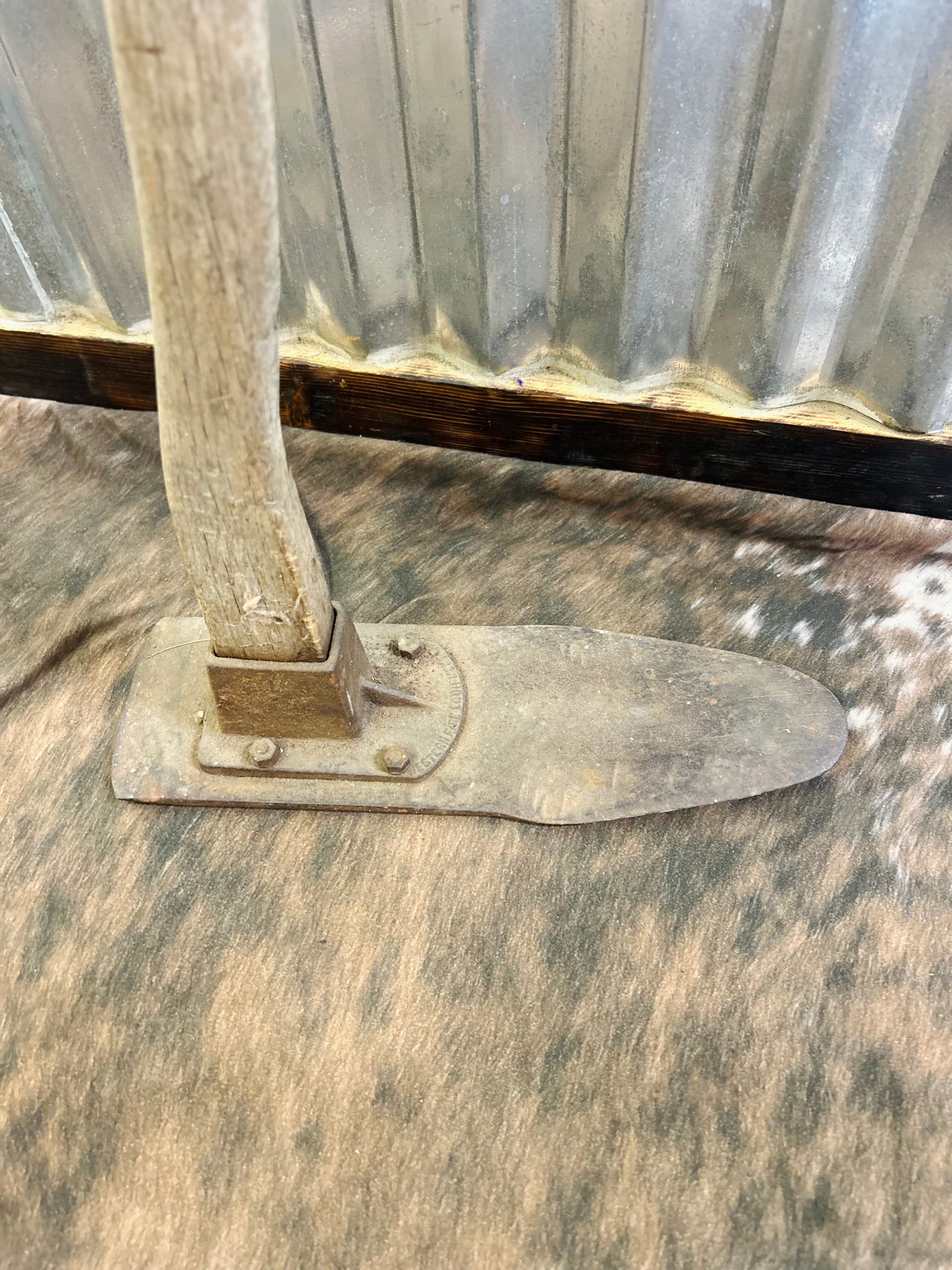 Vintage Wooden Scythe Snath with Curved Handle