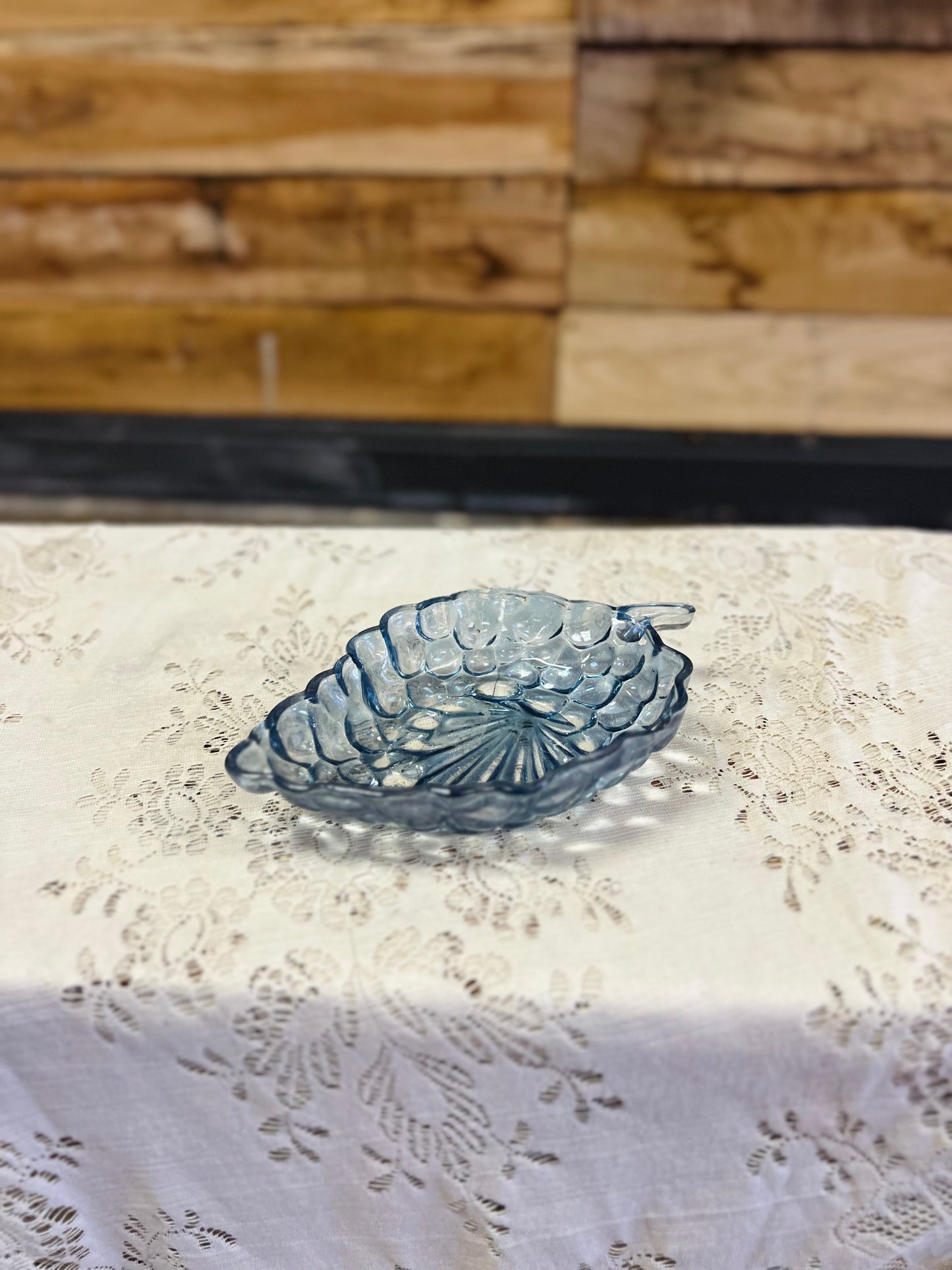 Vintage Blue Anchor Hocking Dish with Cluster of Grapes Design