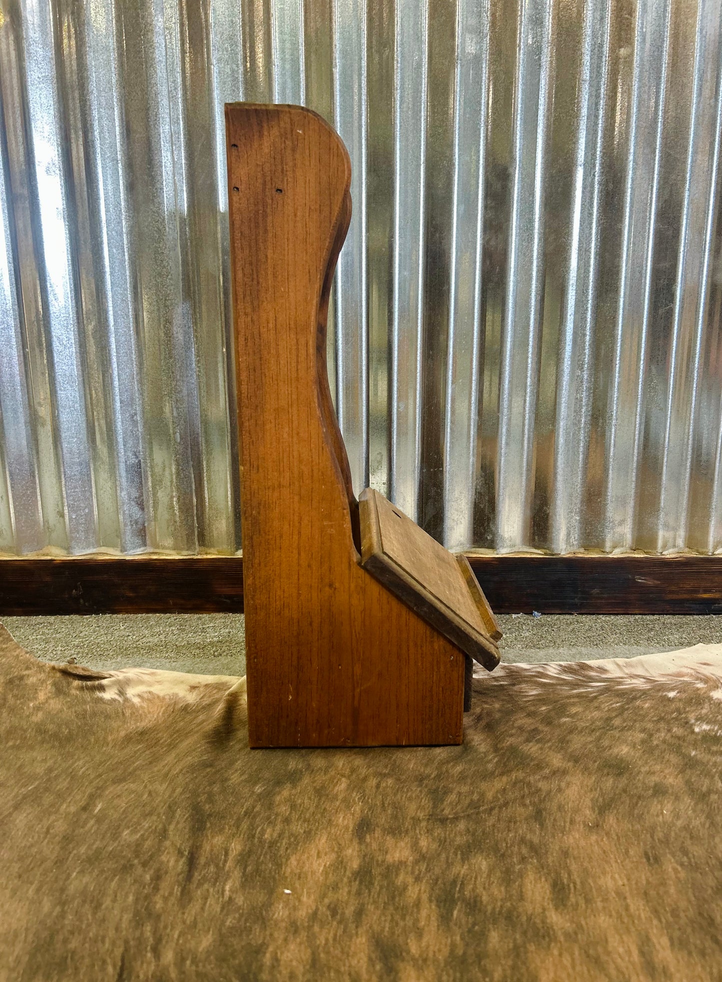 Vintage Wooden Wall- Mount Shelf With Heart Cutout and Drawer