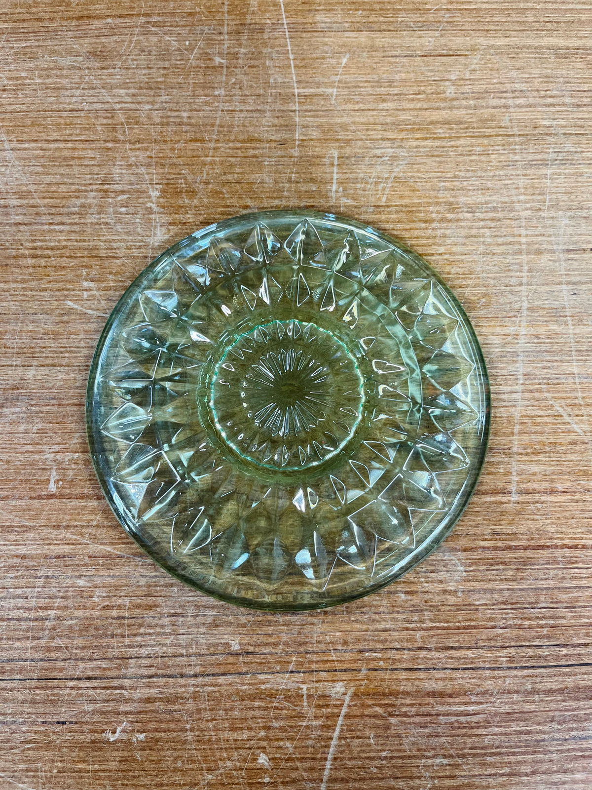 Vintage Uranium Glass Diamond Plate