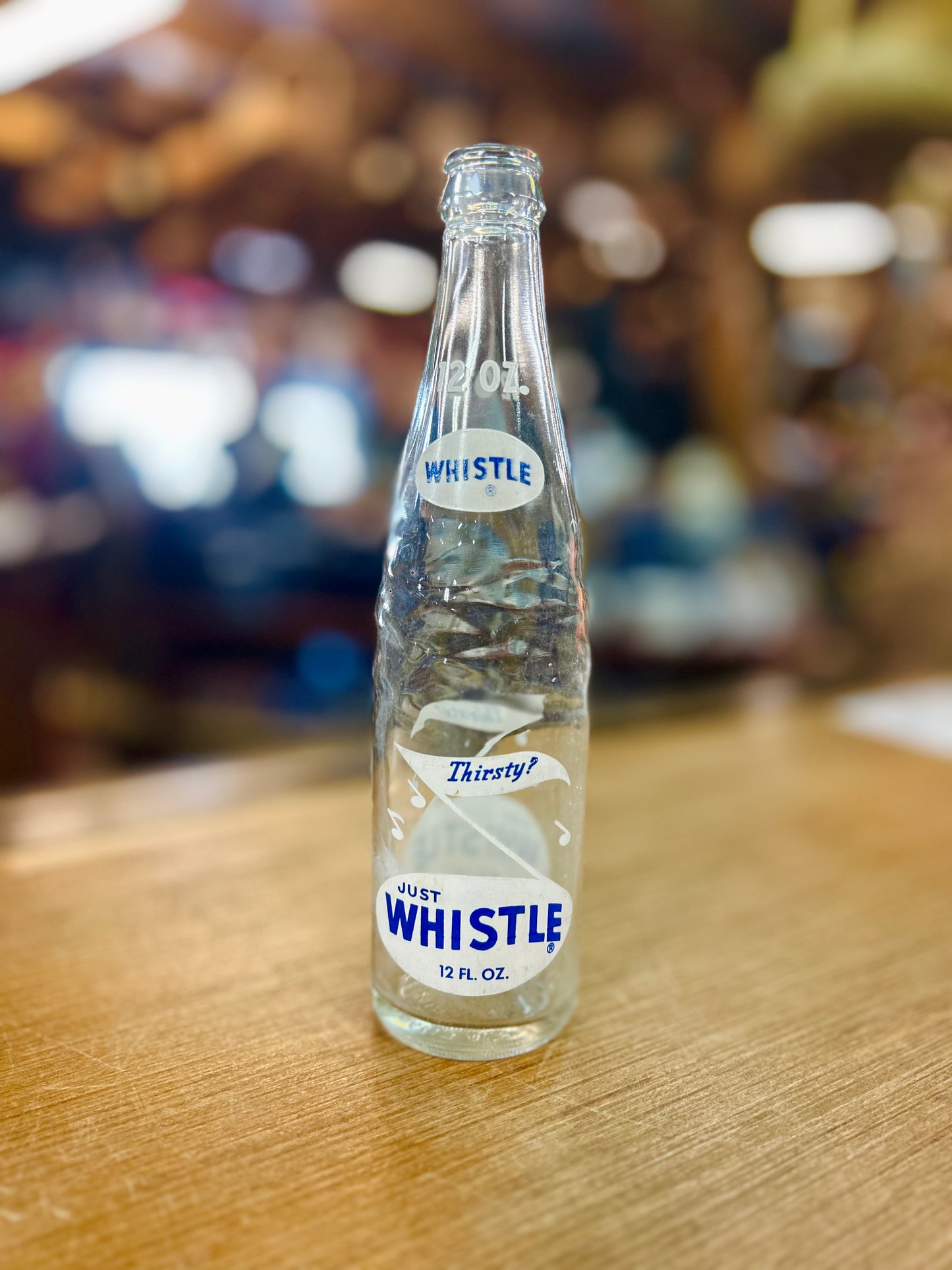 Vintage Whistle " Just Whistle" Glass Bottle