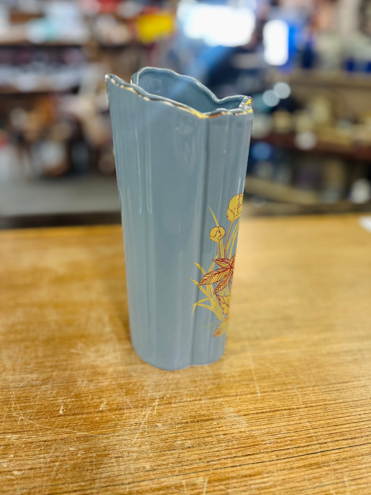 Vintage Gray Japanese Flower Vase
