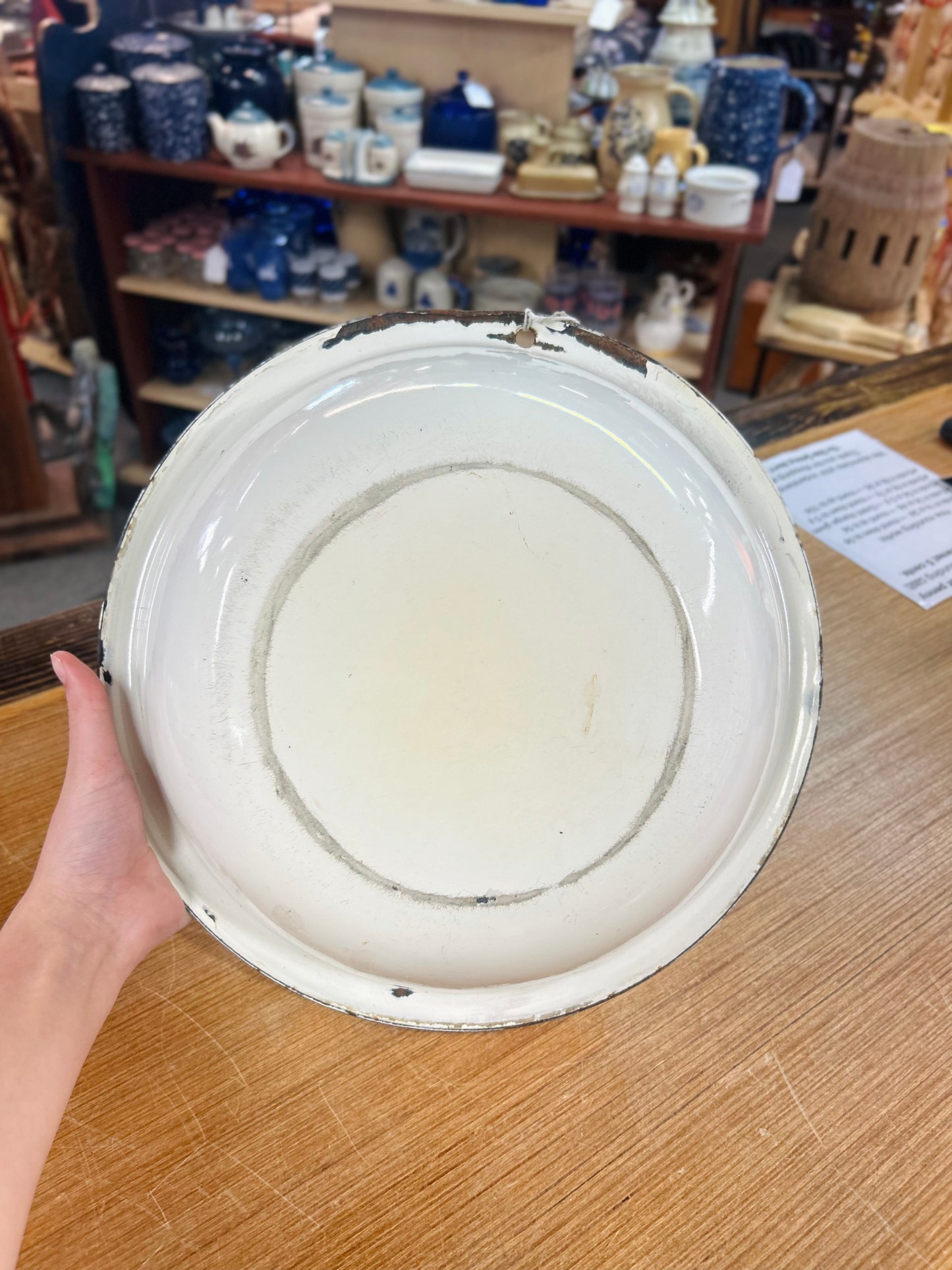 Old White Bowl with Black Trim