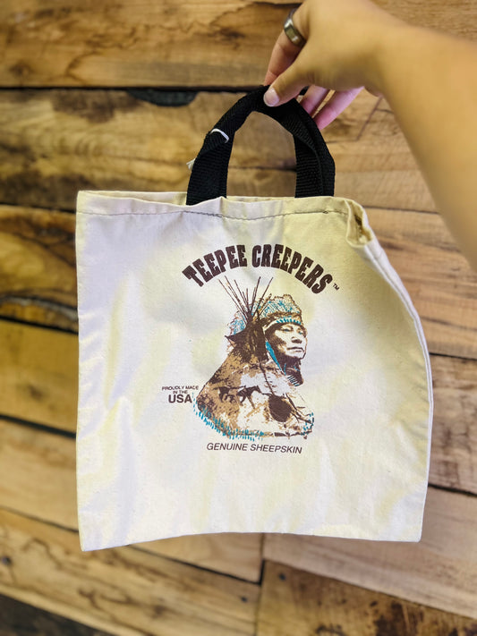 Vintage TeePee Creepers Canvas Tote Bag - Black Handle