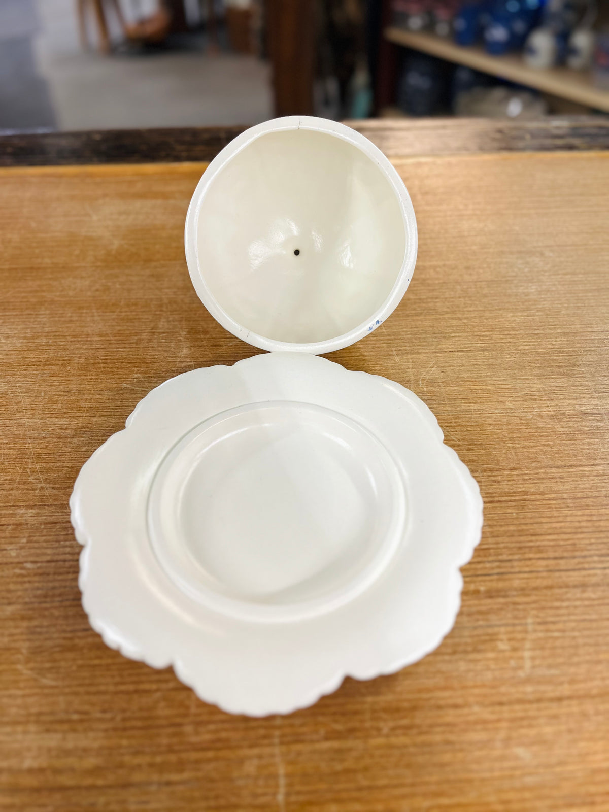Vintage White Porcelain Domed Butter Dish