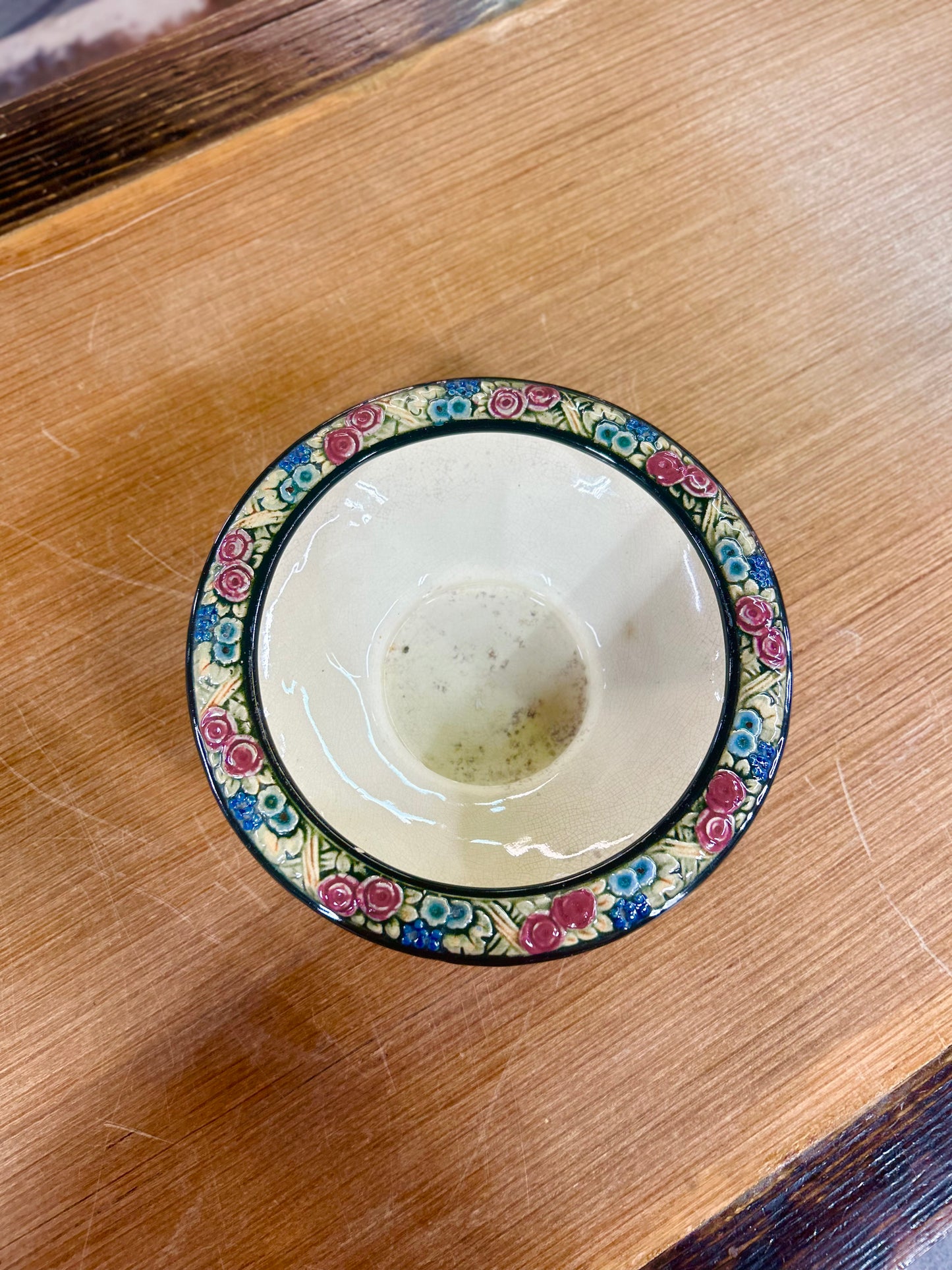 Vintage Weller Pottery Bowl with Floral Rim