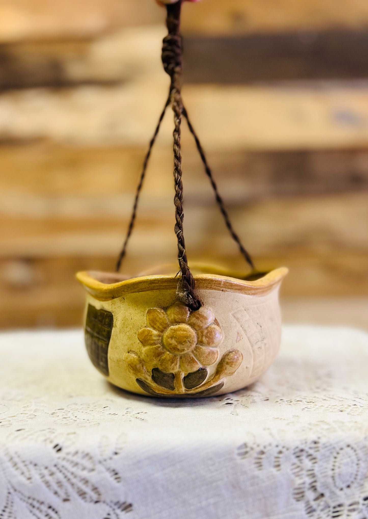Vintage Pottery Hanging Planter