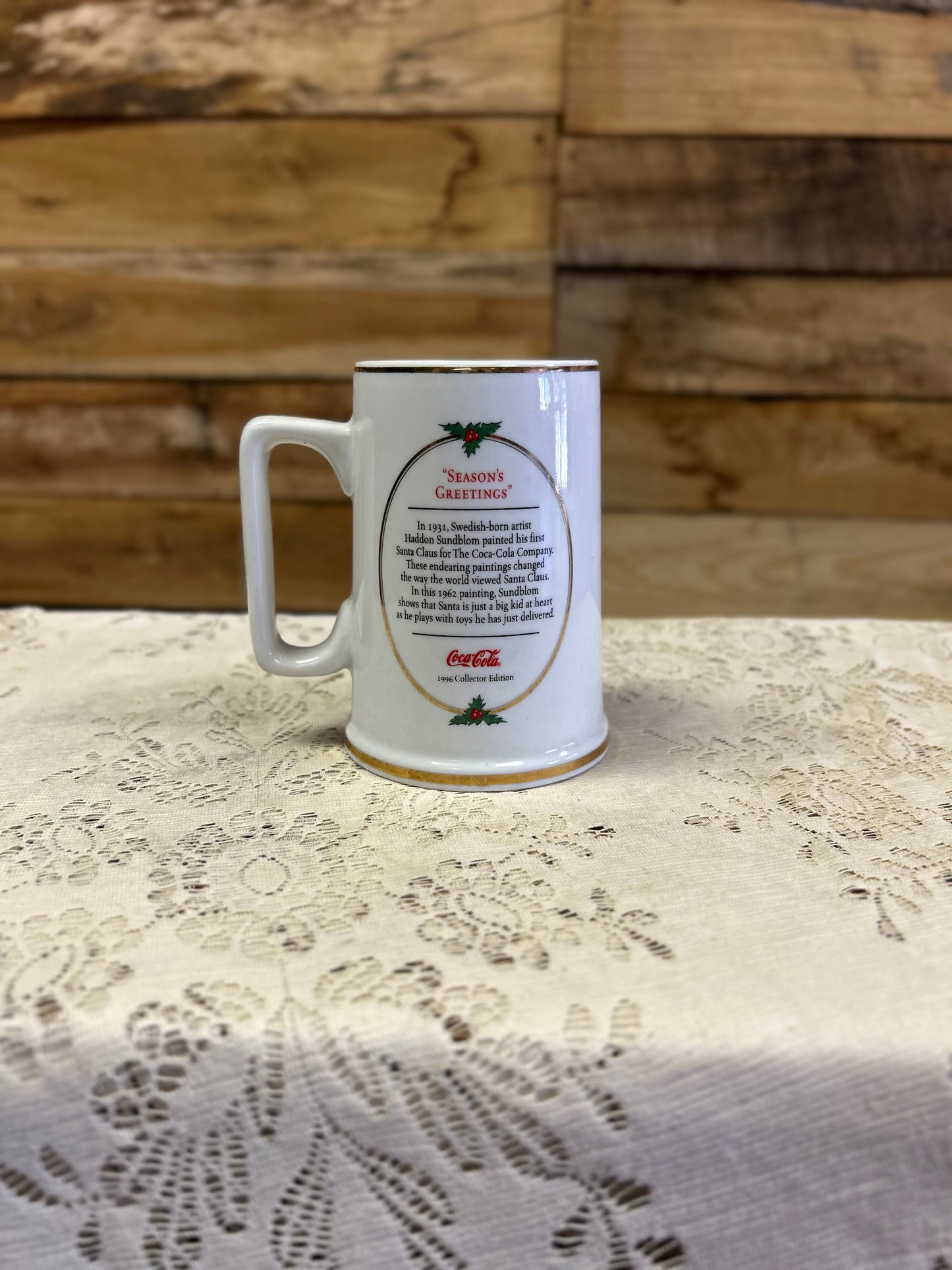 Vintage Coca-Cola "Season's Greetings" Christmas Ceramic Mug