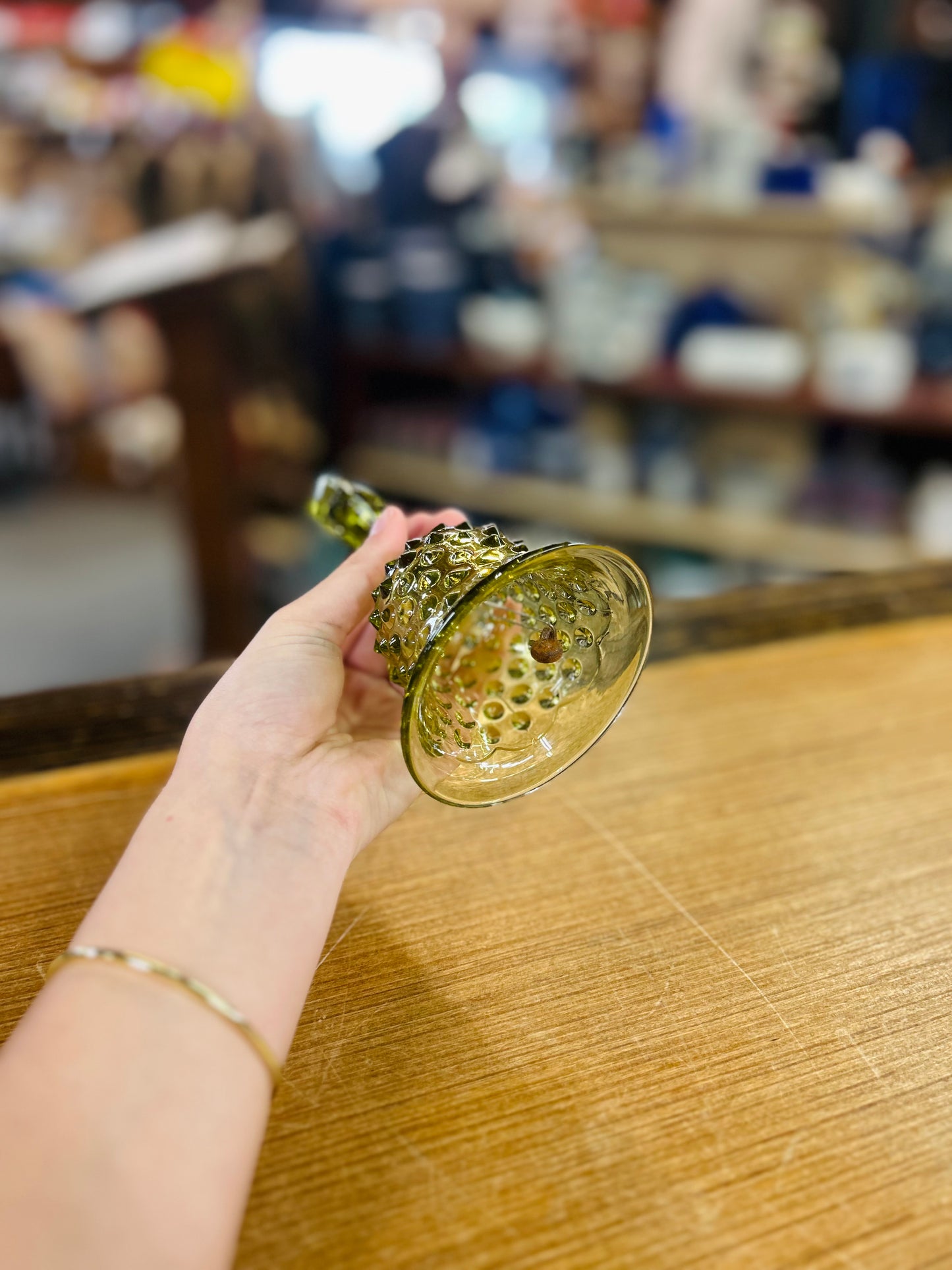 Vintage Fenton Green Hobnail Bell