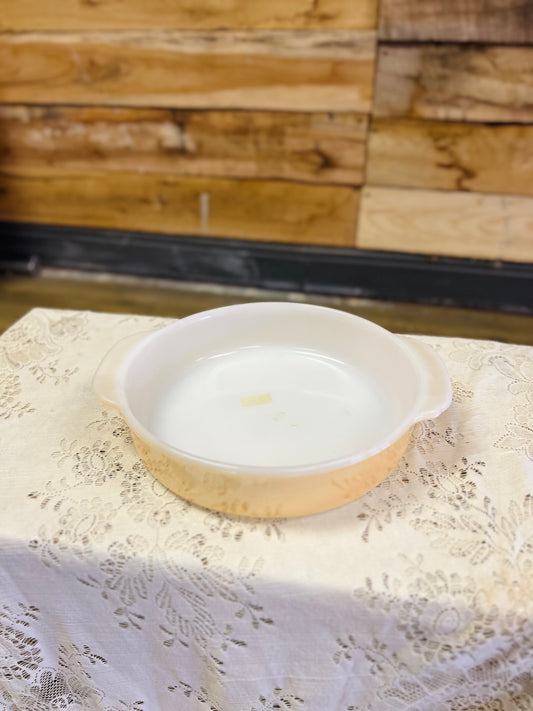Vintage Fire-King 8'' Peach Colored Baking Dish
